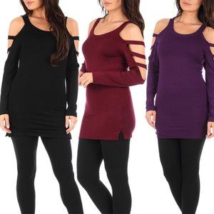 Women'S Cut Sleeve Tunic Dress-black